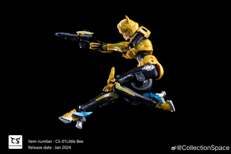 Add to your converting figure collection with this CS-01 Little Bee action figure by Collection Space! Little Bee features a high level of detail and articulation, and she can convert from robot mode into car mode!