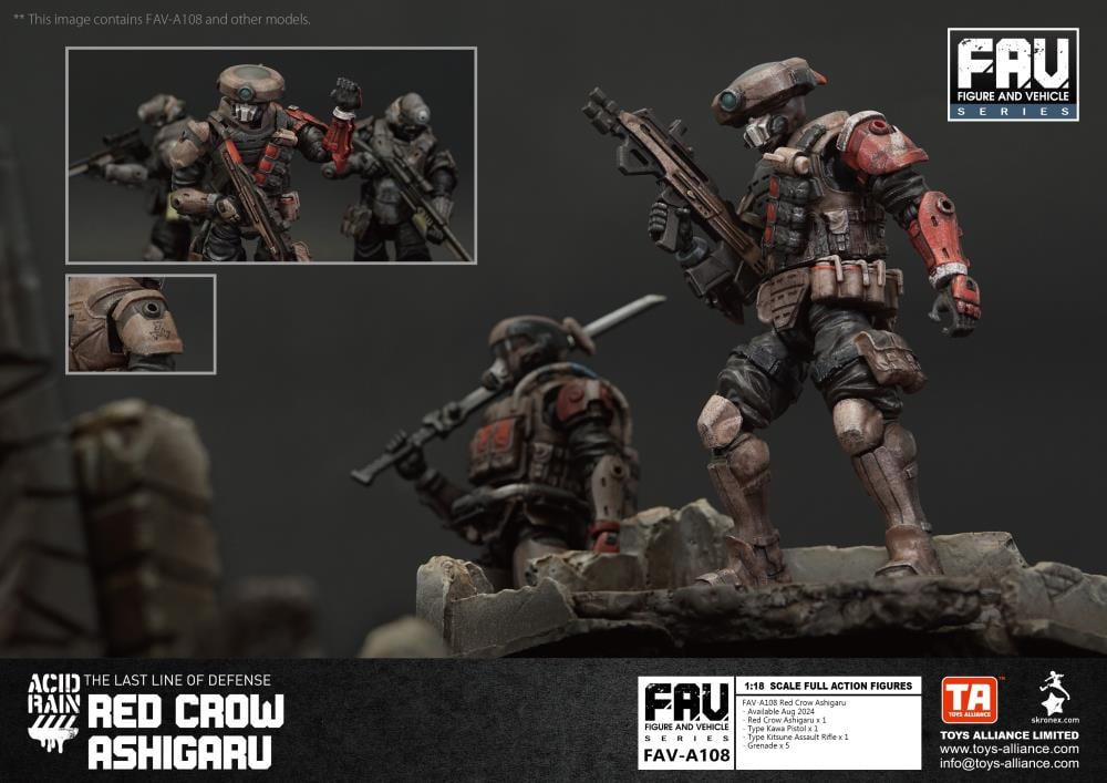 The Red Crow Ashigaru is affiliated to the Red Crow Squadron, which used to be an air force unit from the Kaiho Defense Unit. After Operation Shadow Den, the unit was reformed into the Yamato Special Assault Unit, responsible for handling terrorist attacks. The Red Crow Squadron is deployed exclusively by the Cabinet, and with the consent of a second nation, it may undertake counter-terrorism missions abroad.