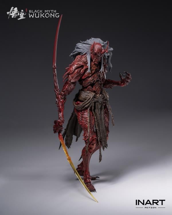 Raging onto the battlefield with the heat of a roaring inferno is the dreaded Yaksha King from the smash hit video game Black Myth: Wukong! A fresh new entry in the InArt line of 1/12 scale dynamic action figures, the Yaksha King wields his wicked elbow blades with an unrelenting ferocity that is capable of driving back even the Destined One from a straight forward assault.