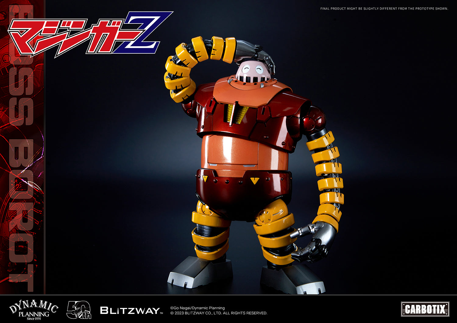 Blitzway development team has prepared a gift that will surprise you, in honor of Mazinger Z, the originator of modern robot cartoons. We recall the humorous BOSS BOROT from the animated series Mazinger Z, whose subject matter was always heavy and serious, would always make us laugh. To recreate BOSS BOROT, from his numerous witty mannerisms to his erratic behavior, required considerable thought on the part of the creators of Blitzway.