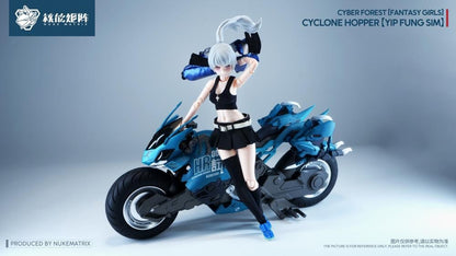 Nuke Matrix proudly presents the next model kit in the Cyber Forest Fantasy Girls series, Cyclone Hopper Yip Fung Sim!

Between the Cyber ​​Forest and the Frosty Wasteland lies another vast jungle, a tranquil sea of ​​trees. Here, the armored locust race, born with an innate affinity for the wind element, thrives, guided by the wind. In ancient times, a genius within the race created a highly mobile suit called the "Storm Chaser."
