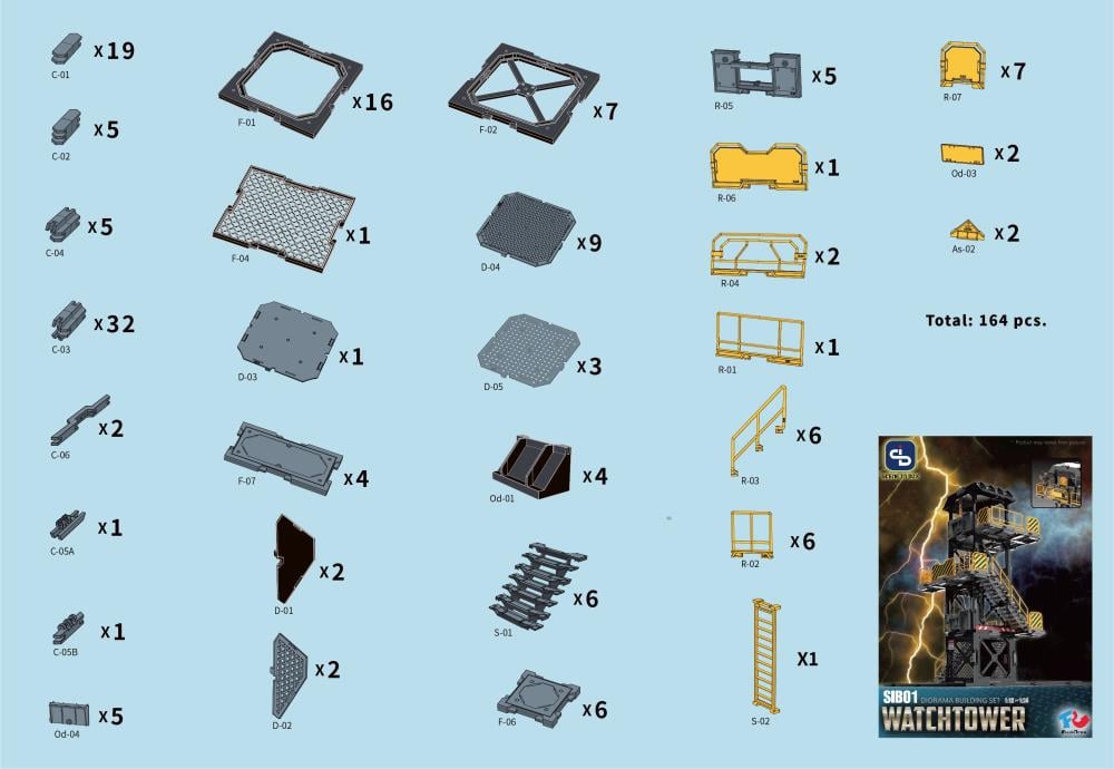 All parts of the SIB system are interchangeable, allowing you to freely customize, modify, or create multiple scenes. Each set is compatible with 1/24 and 1/18 scale action figures, or 2.5 to 3.75-inch figures; you can also modify to any other scales or sizes. When completed, the diorama is in 3D, so not only can it face 1 side, it can also display the figures in any angle.