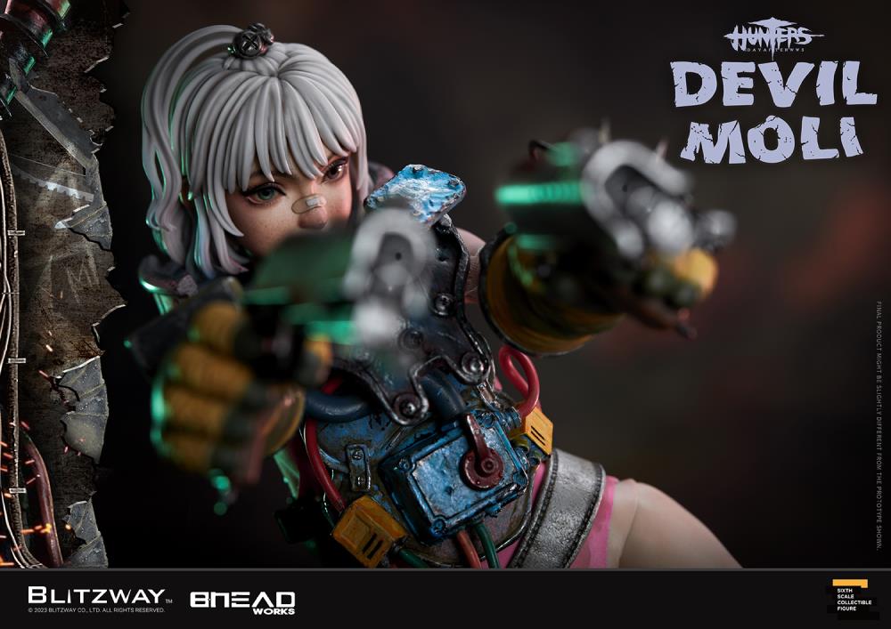 'BLITZWAY is thrilled to share the official launch of the 5th character of BHEADworks’ original figures, ‘Devil Moli’ from ‘HUNTERS: Day After WWIII.’  BHEADworks (Artist Yeon-gyun, Jung) has been loved for its original character design based on the dystopian worldview. The fifth heroine, Devil Moli, is a combat girl who decorates her cute visual like a scary gatekeeper and sensibly notices when an enemy approaches and sends a cue sign with a whistle.