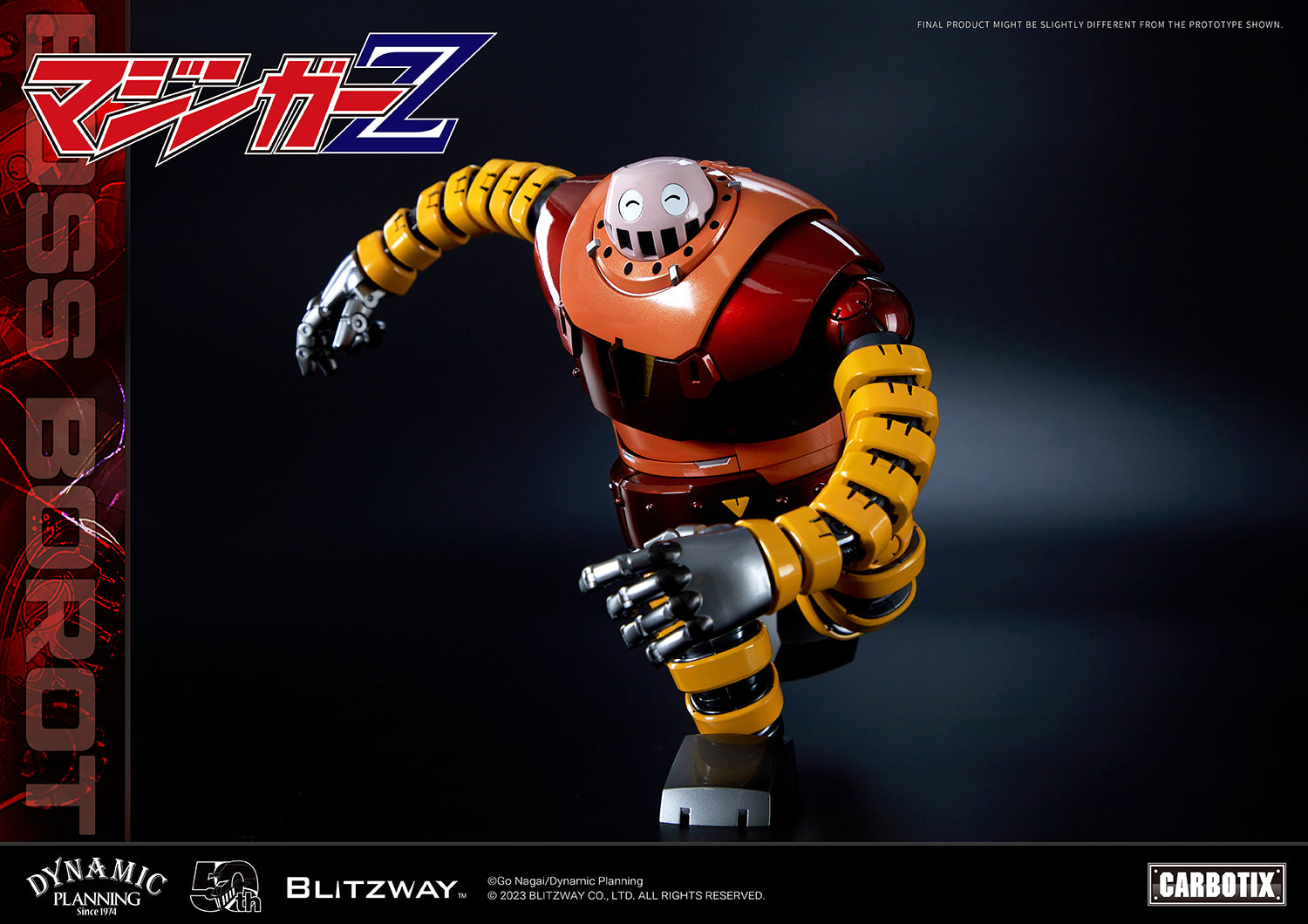 Blitzway development team has prepared a gift that will surprise you, in honor of Mazinger Z, the originator of modern robot cartoons. We recall the humorous BOSS BOROT from the animated series Mazinger Z, whose subject matter was always heavy and serious, would always make us laugh. To recreate BOSS BOROT, from his numerous witty mannerisms to his erratic behavior, required considerable thought on the part of the creators of Blitzway.