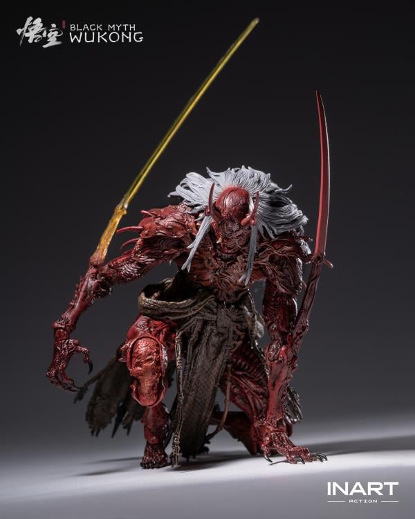 Raging onto the battlefield with the heat of a roaring inferno is the dreaded Yaksha King from the smash hit video game Black Myth: Wukong! A fresh new entry in the InArt line of 1/12 scale dynamic action figures, the Yaksha King wields his wicked elbow blades with an unrelenting ferocity that is capable of driving back even the Destined One from a straight forward assault.