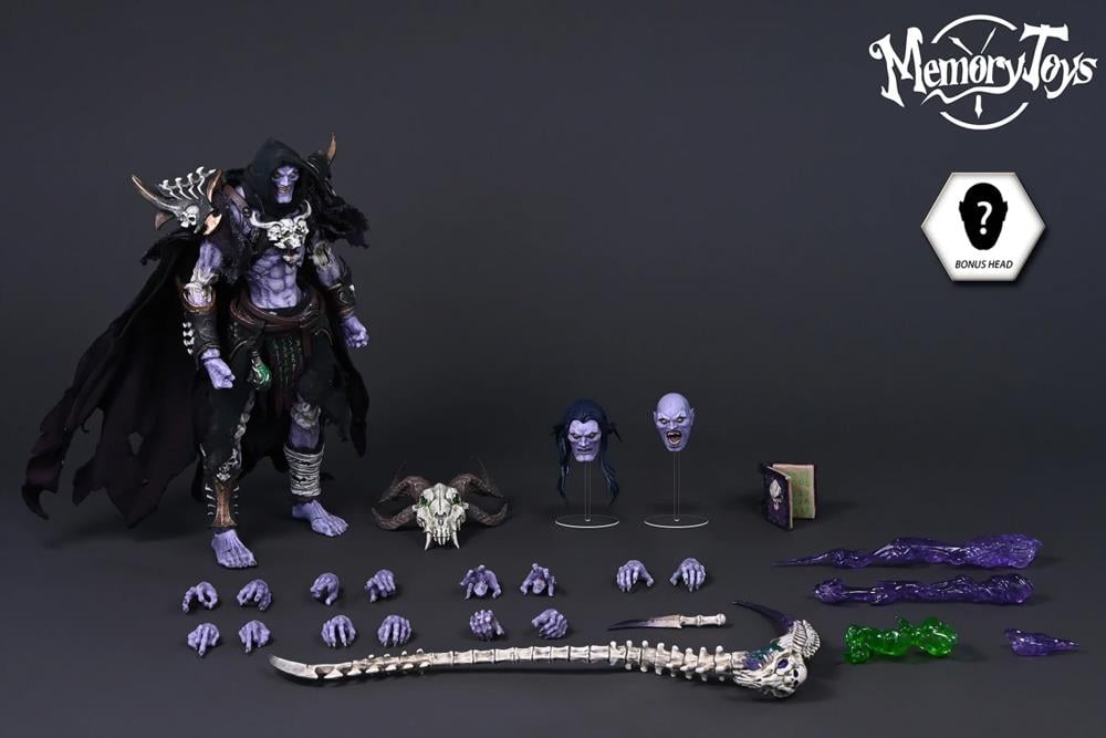 From Memory Toys comes the highly detailed Necromancer Sharman action figure featuring multiple points of articulation and an impressive array of interchangeable parts and accessories. This will make a terrific addition to any figure collection needing to be raised from the dead!