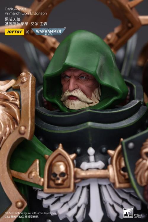 The Joy Toy Warhammer 40K Dark Angels Primarch Lion El‘Jonson action figure is a highly detailed collectible, perfect for fans of the Warhammer 40K universe. This figure captures the essence of the character’s formidable presence, making it a must-have for collectors and enthusiasts alike.