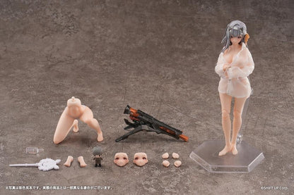 From the popular smartphone game Goddess of Victory: Nikke, Modernia: First Encounter is now available as an action figure! 

This 1/12 scale Modernia figure comes with interchangeable faces (happy, sad, and expressionless) all of which feature movable eyeballs. The figure is fully posable and features a fine gradation painting all over to carefully replicate her skin tone.