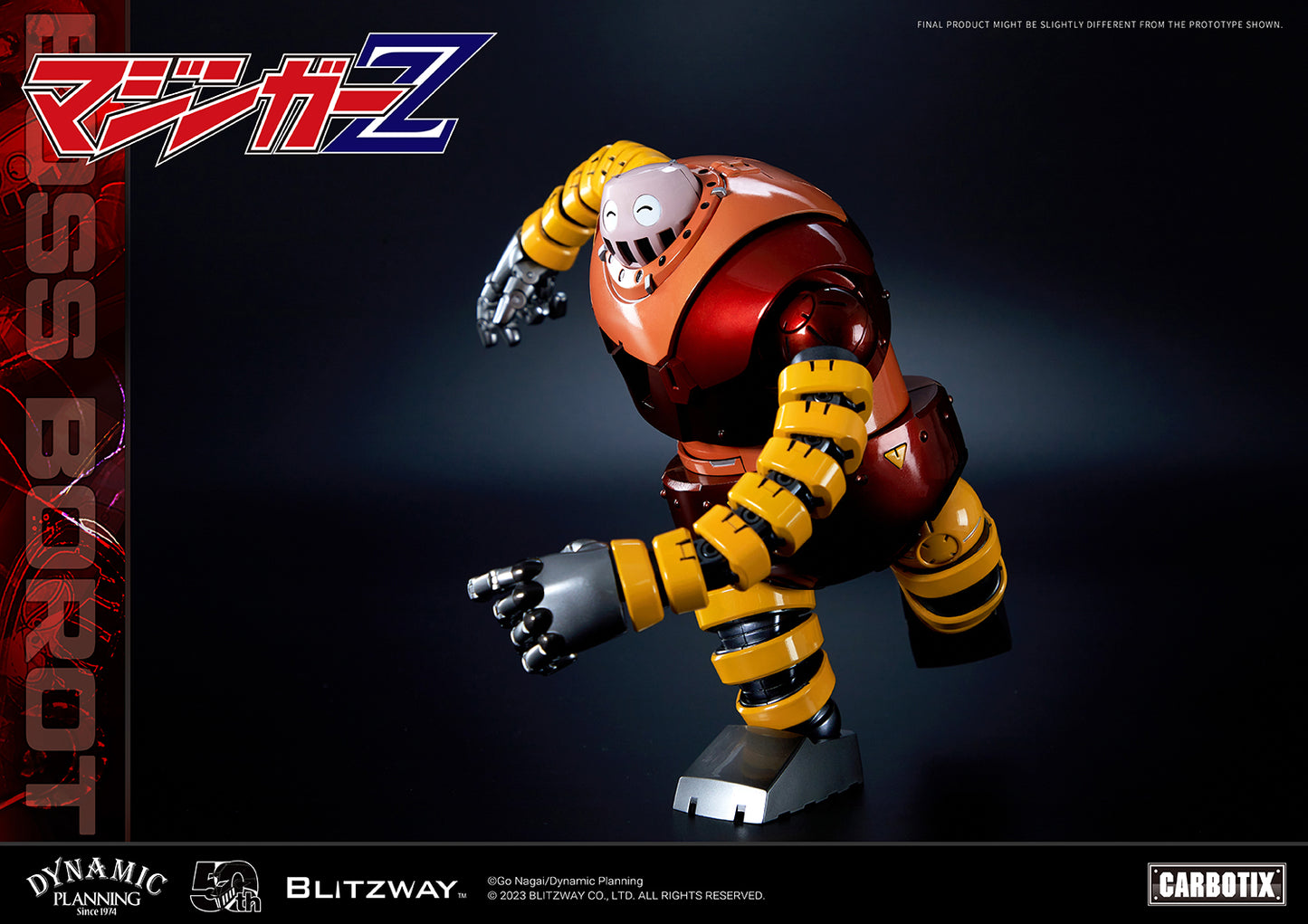 Blitzway development team has prepared a gift that will surprise you, in honor of Mazinger Z, the originator of modern robot cartoons. We recall the humorous BOSS BOROT from the animated series Mazinger Z, whose subject matter was always heavy and serious, would always make us laugh. To recreate BOSS BOROT, from his numerous witty mannerisms to his erratic behavior, required considerable thought on the part of the creators of Blitzway.