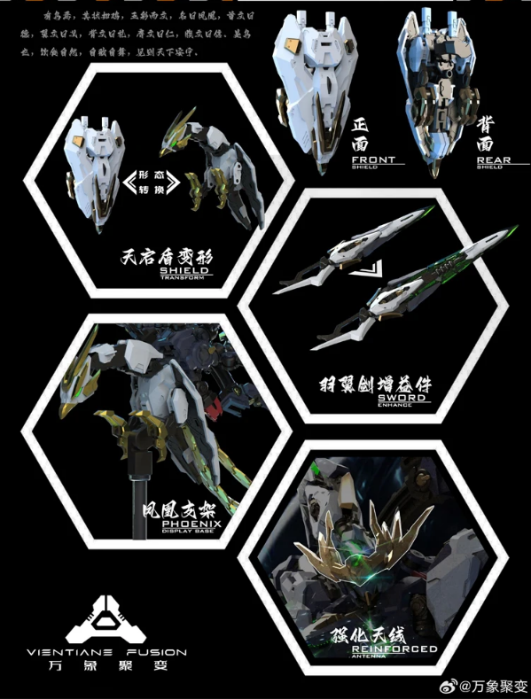 Add to your action figure collection with this Guochuang Mecha Apocalypse 1/100 White Phoenix accessory kit! This accessory set includes pieces to create the White Phoenix and weapon accessories for the Guochuang Mecha Apocalypse figure (sold separately).