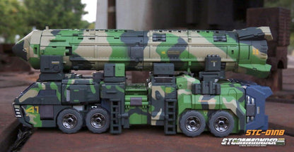 The S.T.Commander from TFC toys stands around 9.50 inches tall in robot made and transforms into a weapons transport vehicle.  The S.T.Commander figure is highly articulated and features real rubber tires and an assortment of armor pieces.