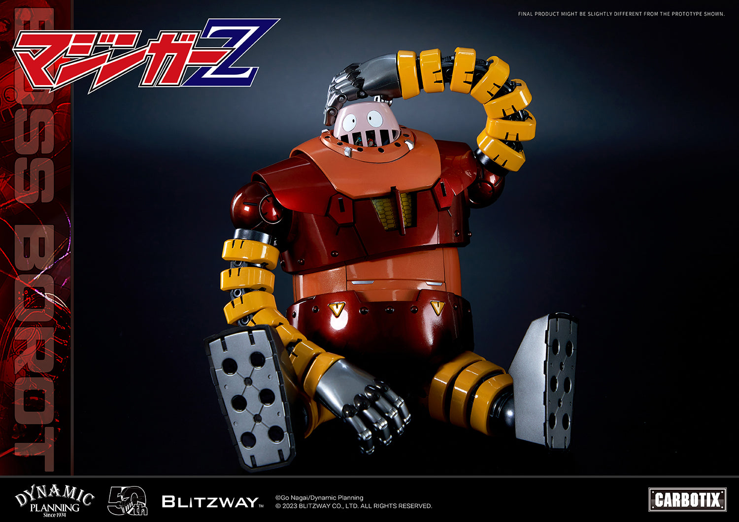 Blitzway development team has prepared a gift that will surprise you, in honor of Mazinger Z, the originator of modern robot cartoons. We recall the humorous BOSS BOROT from the animated series Mazinger Z, whose subject matter was always heavy and serious, would always make us laugh. To recreate BOSS BOROT, from his numerous witty mannerisms to his erratic behavior, required considerable thought on the part of the creators of Blitzway.