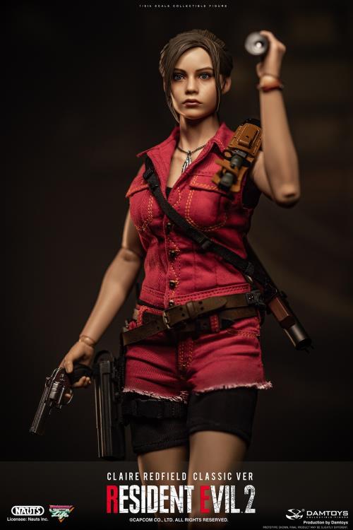 The DAMTOYS Resident Evil 2 Claire Redfield figure has a detailed head sculpt, multiple weapons, accessories, and a costume that fully demonstrates the power of production technology, faithfully recreating Claire from the remake. With a number of weapons, accessories, and a fully poseable body with over 30 points of articulation, Claire can be displayed as though she came right out of the game.