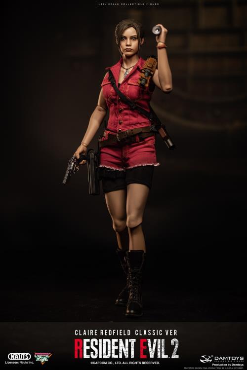 The DAMTOYS Resident Evil 2 Claire Redfield figure has a detailed head sculpt, multiple weapons, accessories, and a costume that fully demonstrates the power of production technology, faithfully recreating Claire from the remake. With a number of weapons, accessories, and a fully poseable body with over 30 points of articulation, Claire can be displayed as though she came right out of the game.