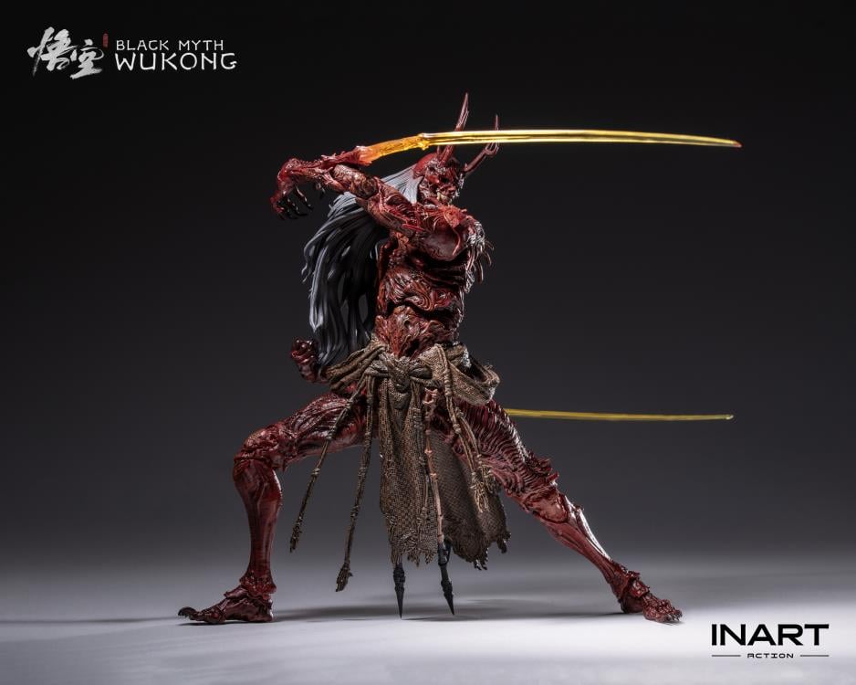 Raging onto the battlefield with the heat of a roaring inferno is the dreaded Yaksha King from the smash hit video game Black Myth: Wukong! A fresh new entry in the InArt line of 1/12 scale dynamic action figures, the Yaksha King wields his wicked elbow blades with an unrelenting ferocity that is capable of driving back even the Destined One from a straight forward assault.