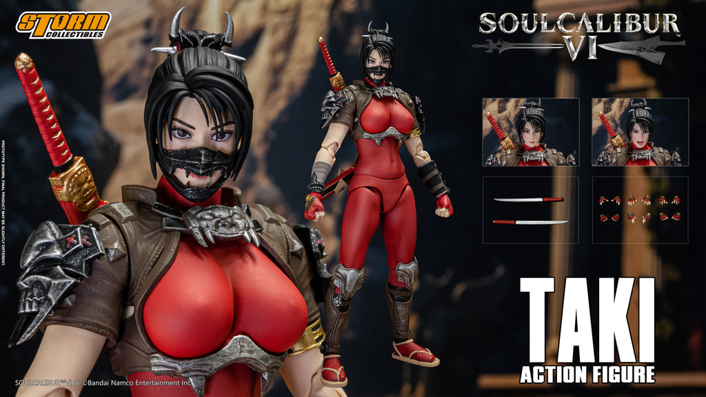 TAKI is a Japanese demon-hunting kunoichi and the greatest warrior of the Fu-Ma ninja clan, who is traveling the world on a quest to destroy the powerful swords knows as Soul Edge, the very weapon whose shared in infused on one of her blades, Mekki-Maru, and by proxy that drove her master Toki to madness. She will also stop at nothing in eliminating those who are connected to the cursed sword, good or evil otherwise, making her a neutral character with predominantly noble, but flawed intentions. 