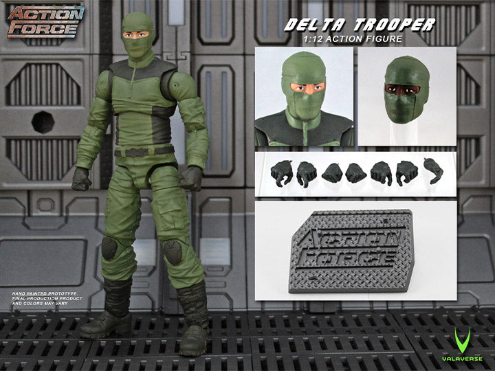 Valaverse is excited to introduce the Delta Trooper to the premium action figure line, Action Force. The Delta Trooper figure features over 30 points of articulation, multiple accessories, and an Action Force display stand to place him anywhere.