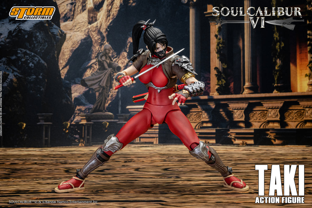 TAKI is a Japanese demon-hunting kunoichi and the greatest warrior of the Fu-Ma ninja clan, who is traveling the world on a quest to destroy the powerful swords knows as Soul Edge, the very weapon whose shared in infused on one of her blades, Mekki-Maru, and by proxy that drove her master Toki to madness. She will also stop at nothing in eliminating those who are connected to the cursed sword, good or evil otherwise, making her a neutral character with predominantly noble, but flawed intentions. 