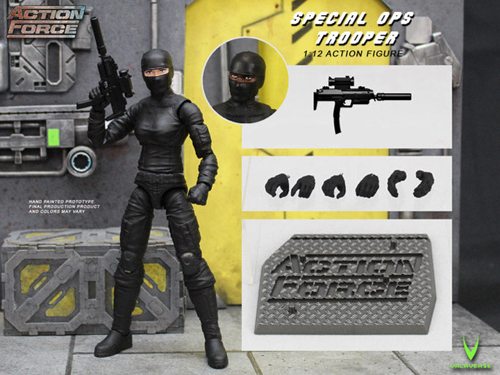 Valaverse is excited to introduce Special Ops Trooper to the premium action figure line, Action Force. Special Ops Trooper features over 30 points of articulation, multiple accessories, and an Action Force display stand to place her anywhere.