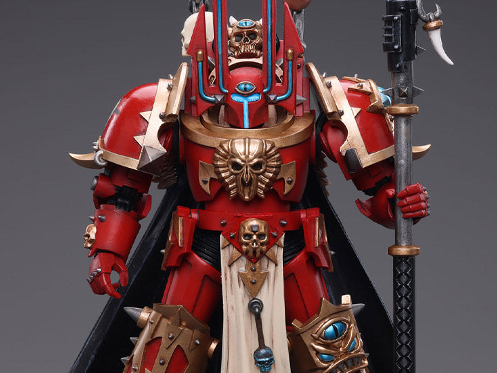Joy Toy brings Warhammer 40k's Crimson Slaughter Sorcerer Lord to life with this 1/18 scale action figure. Each figure contains interchangeable arms, weapons and a stand. The figure captures the essence of the character and his armor, and is made out of high-quality materials, durable enough for display or play.