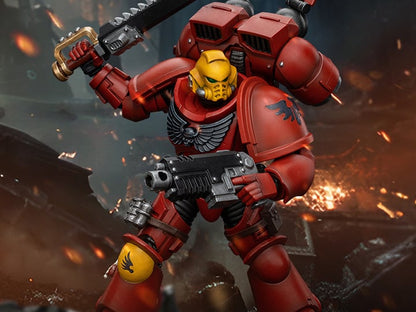 Joy Toy brings the Blood Angels to life with this Warhammer 40K 1/18 scale figure! Descended from the gene seed of the Primarch Sanguinius, the Blood Angels chapter of the Space Marines are among the most celebrated and loved of the chapters. However, those who join choose a cursed life - destined to one day be driven mad by the Red Thirst and an unending waking nightmare.