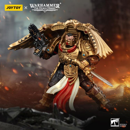 Introducing the JoyToy 1/18 scale articulated action figure, based on the iconic Warhammer: The Horus Heresy universe. The figure boasts intricate paintwork, showcasing the fierce battle-ready aesthetic of the Warhammer universe. Whether displayed in battle-ready stances or as a standalone piece, this JoyToy action figure is an essential addition to any Warhammer collection.