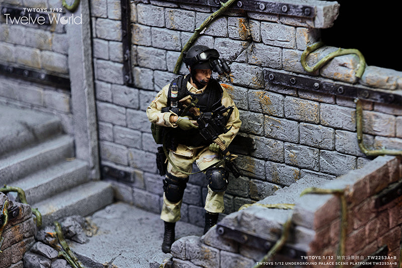 Take your figure display to the next level with this Abandoned Site platform. This base is presented in 1/12 scale and has been sculpted with fine detail and features beautiful paint applications.   Figures pictured are not included. Underground Palace Dungeon TW2253B shown for reference and not included (sold separately).