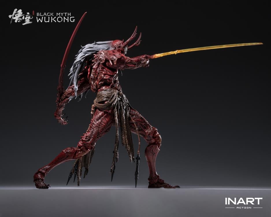 Raging onto the battlefield with the heat of a roaring inferno is the dreaded Yaksha King from the smash hit video game Black Myth: Wukong! A fresh new entry in the InArt line of 1/12 scale dynamic action figures, the Yaksha King wields his wicked elbow blades with an unrelenting ferocity that is capable of driving back even the Destined One from a straight forward assault.