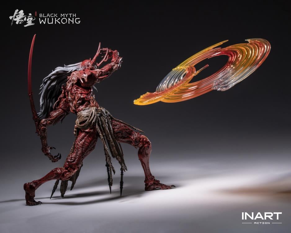 Raging onto the battlefield with the heat of a roaring inferno is the dreaded Yaksha King from the smash hit video game Black Myth: Wukong! A fresh new entry in the InArt line of 1/12 scale dynamic action figures, the Yaksha King wields his wicked elbow blades with an unrelenting ferocity that is capable of driving back even the Destined One from a straight forward assault.