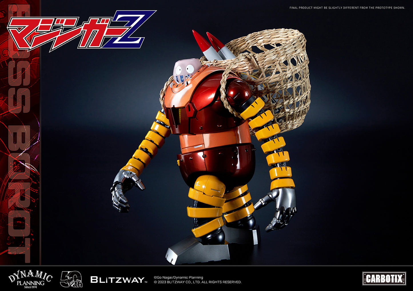 Blitzway development team has prepared a gift that will surprise you, in honor of Mazinger Z, the originator of modern robot cartoons. We recall the humorous BOSS BOROT from the animated series Mazinger Z, whose subject matter was always heavy and serious, would always make us laugh. To recreate BOSS BOROT, from his numerous witty mannerisms to his erratic behavior, required considerable thought on the part of the creators of Blitzway.