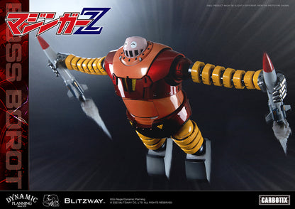 Blitzway development team has prepared a gift that will surprise you, in honor of Mazinger Z, the originator of modern robot cartoons. We recall the humorous BOSS BOROT from the animated series Mazinger Z, whose subject matter was always heavy and serious, would always make us laugh. To recreate BOSS BOROT, from his numerous witty mannerisms to his erratic behavior, required considerable thought on the part of the creators of Blitzway.