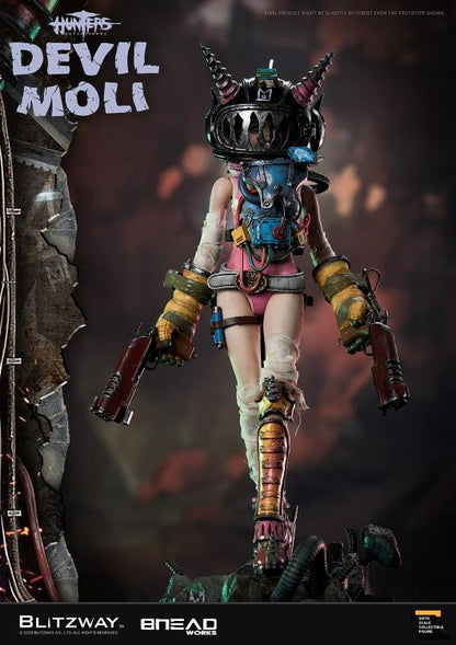 'BLITZWAY is thrilled to share the official launch of the 5th character of BHEADworks’ original figures, ‘Devil Moli’ from ‘HUNTERS: Day After WWIII.’  BHEADworks (Artist Yeon-gyun, Jung) has been loved for its original character design based on the dystopian worldview. The fifth heroine, Devil Moli, is a combat girl who decorates her cute visual like a scary gatekeeper and sensibly notices when an enemy approaches and sends a cue sign with a whistle.