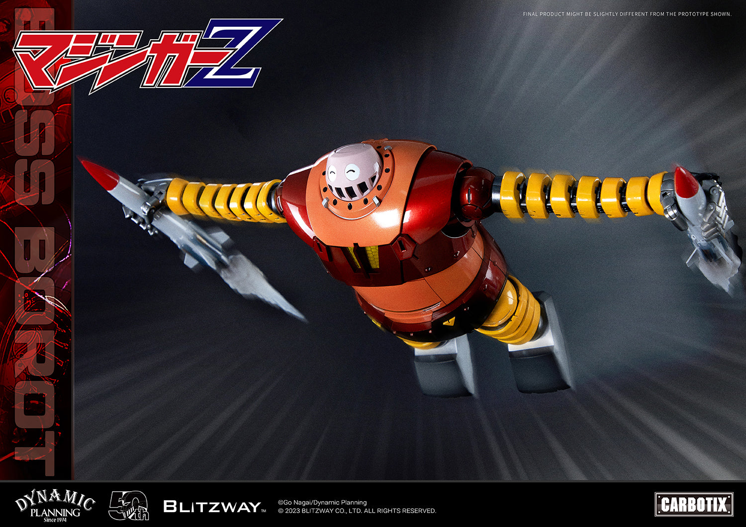 Blitzway development team has prepared a gift that will surprise you, in honor of Mazinger Z, the originator of modern robot cartoons. We recall the humorous BOSS BOROT from the animated series Mazinger Z, whose subject matter was always heavy and serious, would always make us laugh. To recreate BOSS BOROT, from his numerous witty mannerisms to his erratic behavior, required considerable thought on the part of the creators of Blitzway.