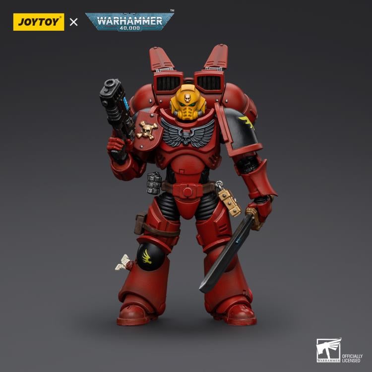 Joy Toy brings the Blood Angels to life with this Warhammer 40K 1/18 scale figure! Descended from the gene seed of the Primarch Sanguinius, the Blood Angels chapter of the Space Marines are among the most celebrated and loved of the chapters. However, those who join choose a cursed life - destined to one day be driven mad by the Red Thirst and an unending waking nightmare.