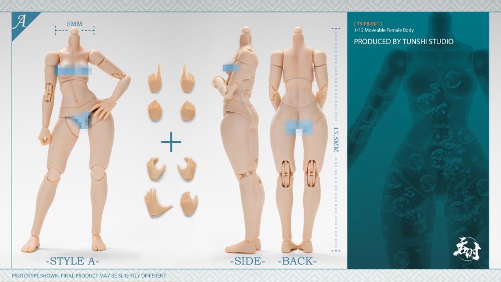 Add to your collection with the Female (Style A Large Bust version) 1/12 scale action figure body by Tunshi Studio! This highly articulated figure displays a curvaceous body and additional parts, making it perfect for customizing and creating fun poses. Be sure to add this figure to your collection!