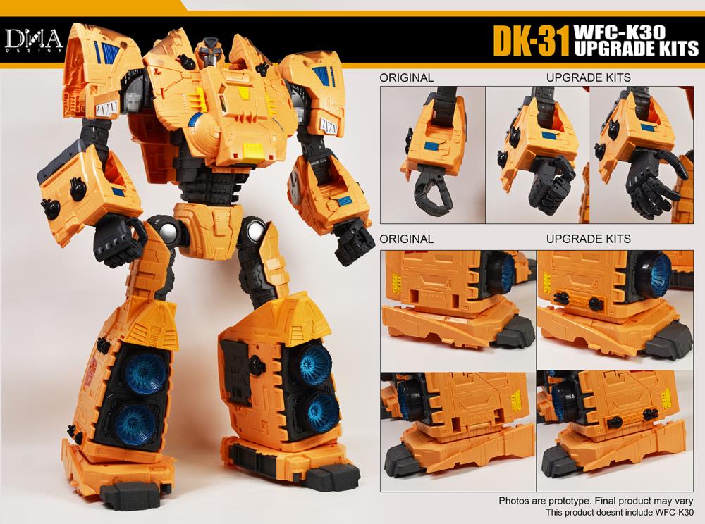 Please note: This aftermarket accessory piece is not produced or associated with Hasbro or Takara and is not a Transformers brand toy. These custom pieces are intended to further enhance the enjoyment of your existing Transformers collection.  The DK-31 Gear Master Accessory Series Upgrade Kit contains a selection of new and improved accessories and attachments that are compatible with WFC-K30.