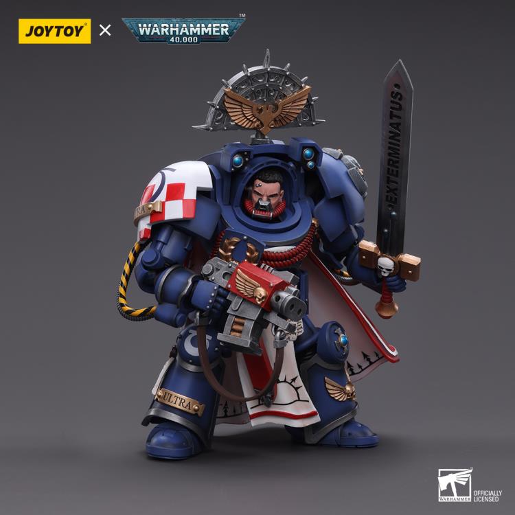 The most elite of the Space Marine Chapters in the Imperium of Man, Joy Toy brings the Ultramarines from Warhammer 40k to life with this new series of 1/18 scale figures. Each figure includes interchangeable hands and weapon accessories and stands between 4" and 6" tall.