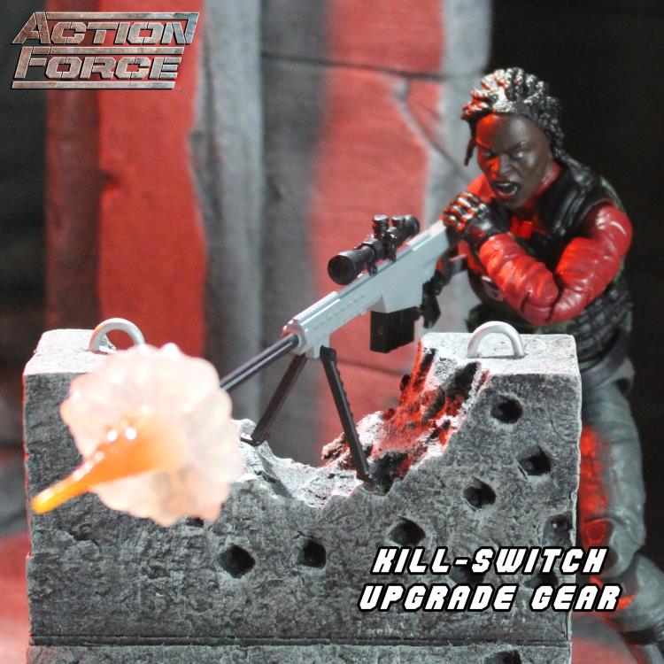 Upgrade your Kill-Switch Action Force figure with this Upgrade Gear Pack. The Kill-Switch Upgrade Gear Pack includes a new head sculpt and several pieces of weaponry. This upgrade pack fits all female Action Force figures.  Kill-Switch action figure not included (sold separately)