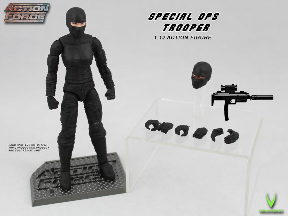 Valaverse is excited to introduce Special Ops Trooper to the premium action figure line, Action Force. Special Ops Trooper features over 30 points of articulation, multiple accessories, and an Action Force display stand to place her anywhere.