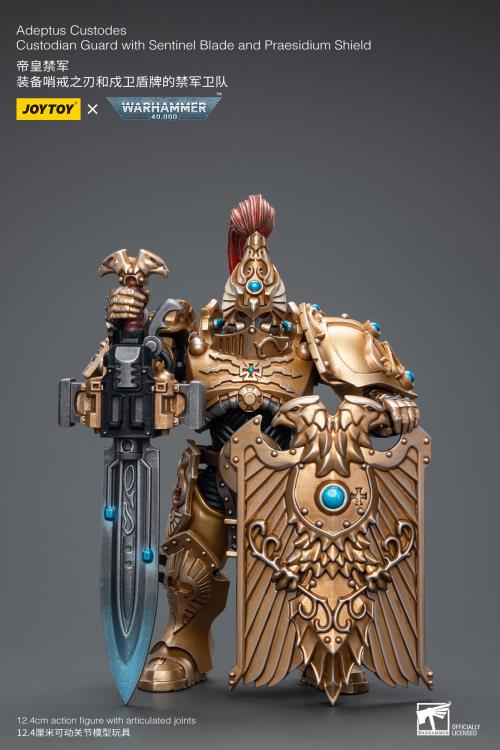 Joy Toy brings the Adeptus Custodes to life with this Warhammer 40K 1/18 scale figure! Clad in golden armor, the Aeeptus Custodes chapter of the Space Marines are rumored to have been hand-crafted by the Emperor Himself. Tasked with protecting both the Imperial Palace and the physical body of the Emperor, these bastions of Imperial might are considered the deadliest warriors in the galaxy, human or otherwise.
