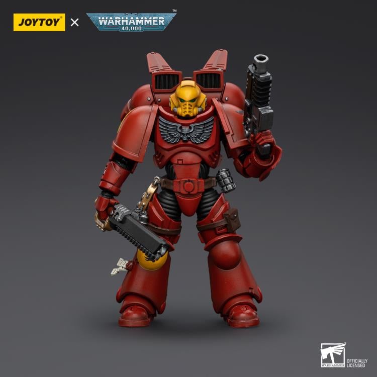 Joy Toy brings the Blood Angels to life with this Warhammer 40K 1/18 scale figure! Descended from the gene seed of the Primarch Sanguinius, the Blood Angels chapter of the Space Marines are among the most celebrated and loved of the chapters. However, those who join choose a cursed life - destined to one day be driven mad by the Red Thirst and an unending waking nightmare.