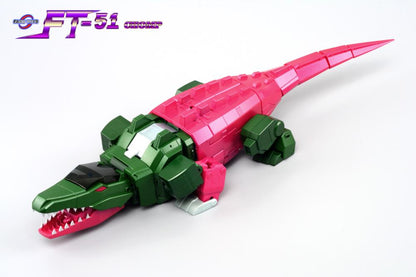 FT-51 Chomp is a transforming figure changing from a warrior robot to a crocodile. 