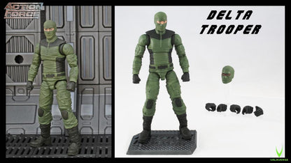 Valaverse is excited to introduce the Delta Trooper to the premium action figure line, Action Force. The Delta Trooper figure features over 30 points of articulation, multiple accessories, and an Action Force display stand to place him anywhere.