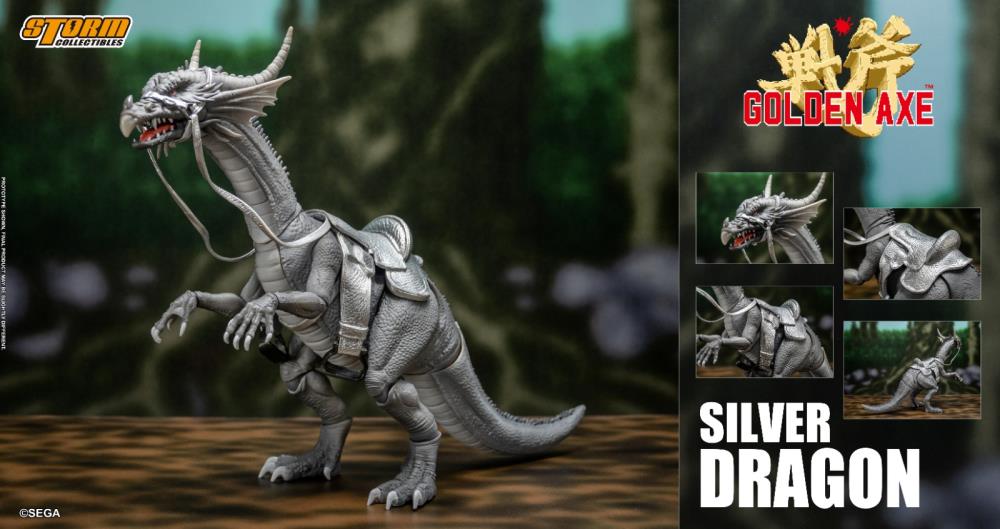 Based on the Golden Axe video game, this dragon figure comes in a new silver color! Great for your Golden Axe or any mythical and medieval display.