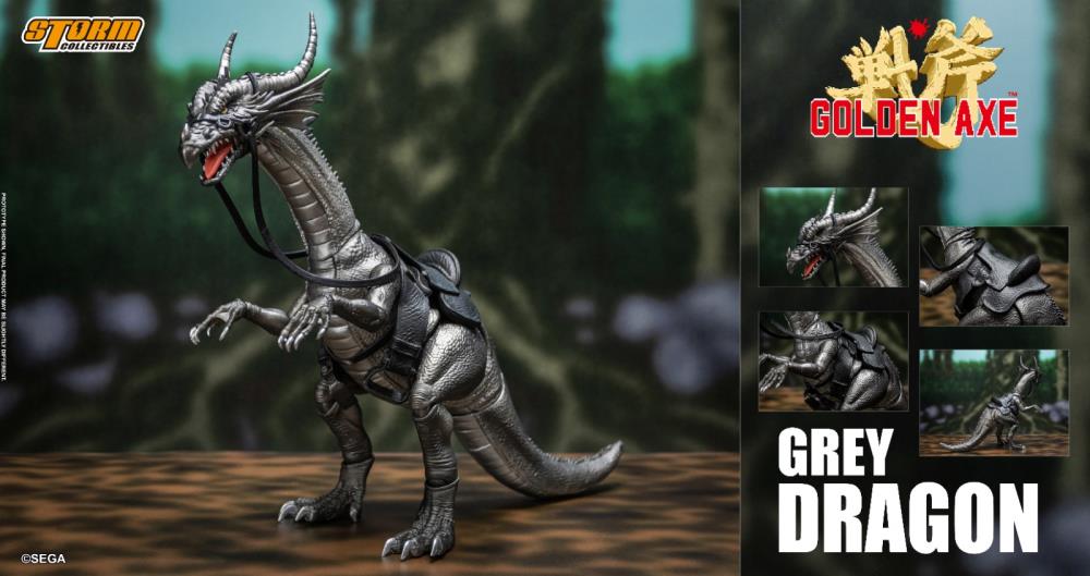 Based on the Golden Axe video game, this dragon figure comes in a new grey color! Great for your Golden Axe or any mythical and medieval display.