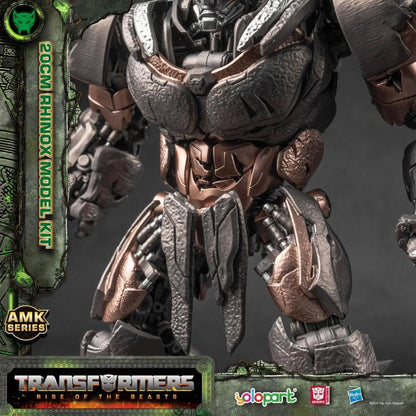 This figure is part of Yolopark’s AMK series line which are easy to assemble action figures. All parts come pre-prainted and pre-assembled, so you just have to connect head, torso, limbs and some extra panels. Once constructed, you end up a highly detailed figure of Rhinox from the upcoming Transformers: Rise of the Beasts movie, standing just under 8 inches tall and packed with premium articulation