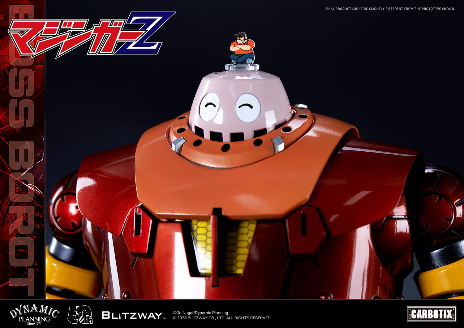 Blitzway development team has prepared a gift that will surprise you, in honor of Mazinger Z, the originator of modern robot cartoons. We recall the humorous BOSS BOROT from the animated series Mazinger Z, whose subject matter was always heavy and serious, would always make us laugh. To recreate BOSS BOROT, from his numerous witty mannerisms to his erratic behavior, required considerable thought on the part of the creators of Blitzway.