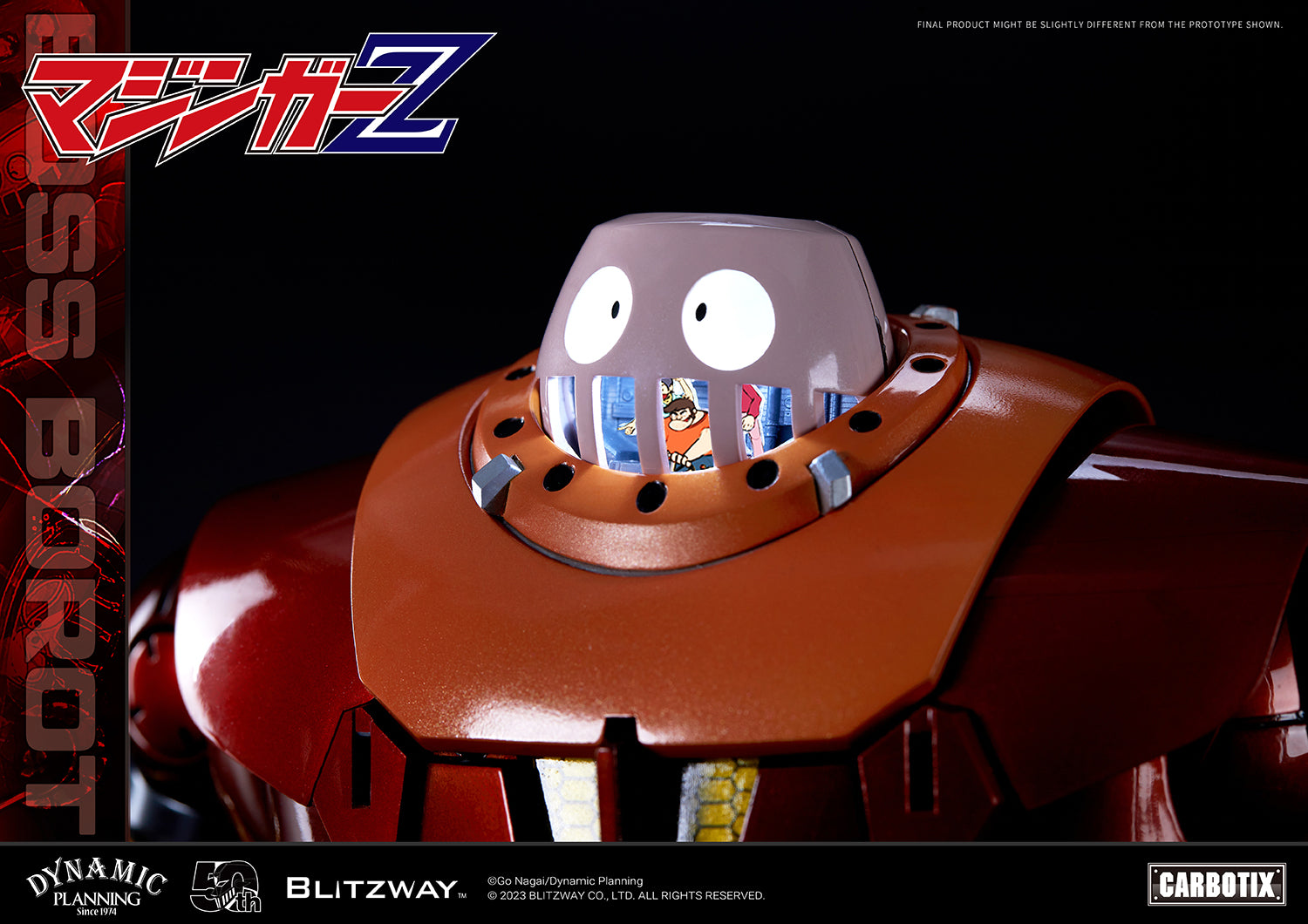 Blitzway development team has prepared a gift that will surprise you, in honor of Mazinger Z, the originator of modern robot cartoons. We recall the humorous BOSS BOROT from the animated series Mazinger Z, whose subject matter was always heavy and serious, would always make us laugh. To recreate BOSS BOROT, from his numerous witty mannerisms to his erratic behavior, required considerable thought on the part of the creators of Blitzway.