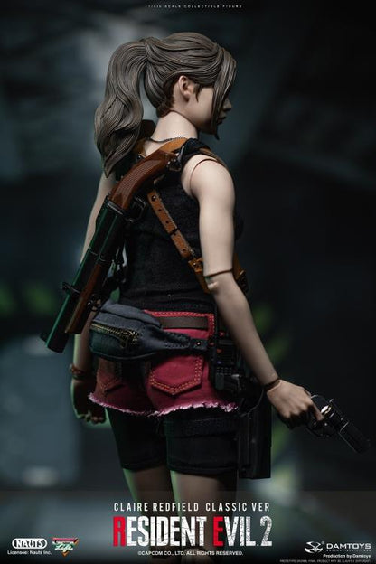 The DAMTOYS Resident Evil 2 Claire Redfield figure has a detailed head sculpt, multiple weapons, accessories, and a costume that fully demonstrates the power of production technology, faithfully recreating Claire from the remake. With a number of weapons, accessories, and a fully poseable body with over 30 points of articulation, Claire can be displayed as though she came right out of the game.