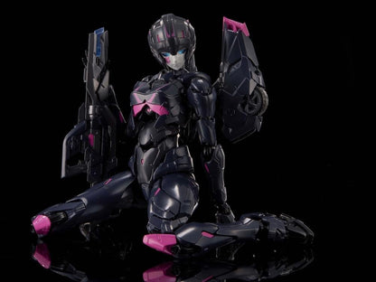 Flame Toys is thrilled to present the latest model kit in the Furai line: Black Arcee! Standing over 6 inches tall once complete, this model kit figure features over 50 points of articulation and includes multiple weapon accessories for some serious firepower! With different injection colors of runner parts and simple assembly design, it is ideal for model kit beginners. Don't miss out on growing your Transformers collection and order your model kit today!